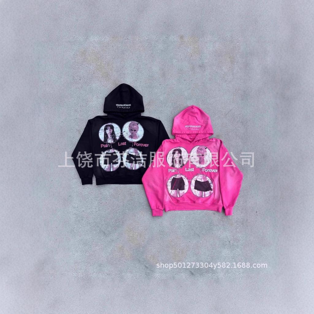 2025 new American European and American 3d digital printing street rock character casual hoodie sweater