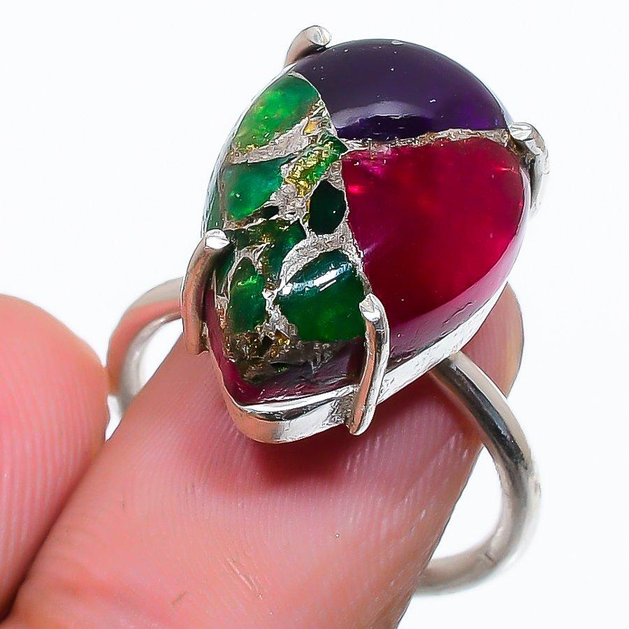 

Spiny Oyster Gemstone 925 Sterling Silver Jewelry Ring Size Adjustable GK-6023