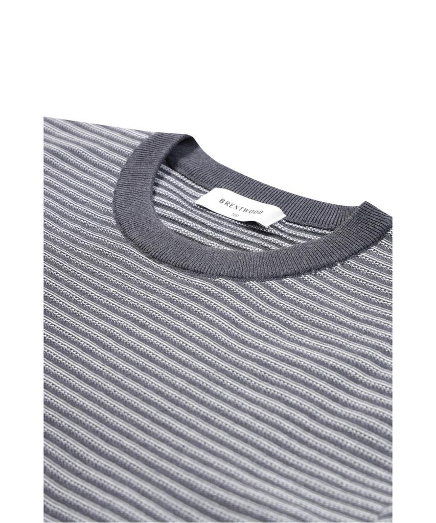 BRENTWOOD [Washable] Knitted Striped Round Neck Sweater Brwas26351Gyx