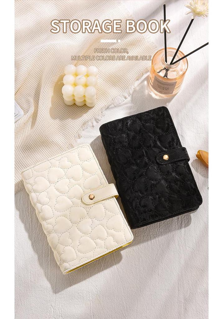 3D Heart Pattern A6 Loose-Leaf Notebook with PU Cover