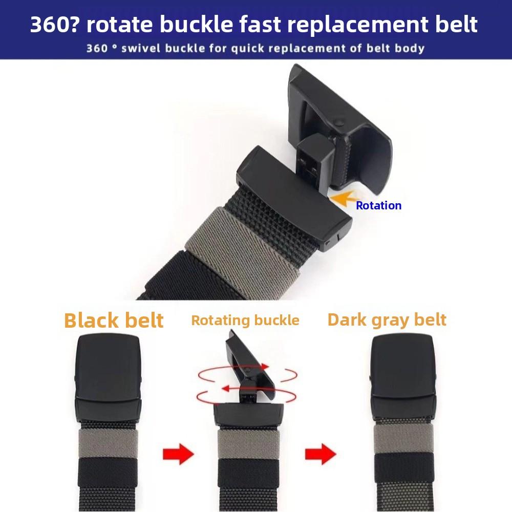 Rotating Double-sided Men Nylon Waist Belts Quick Release Belt Accessories Man Waistbands Trendy Alloy Buckle Korean Waist Strap