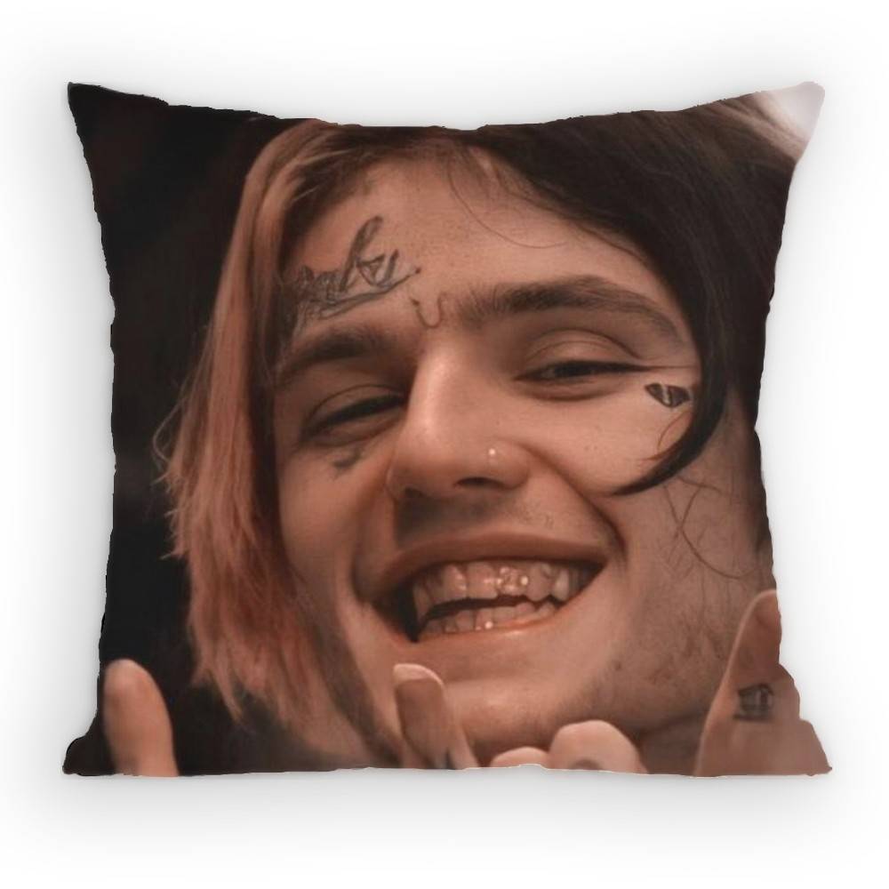 

Rapper LLil Peep Hellboy Pillow Case Antidustmite Pillowcase Invisible zipper silky short plush Sofa cushion cover 30x30 cm
