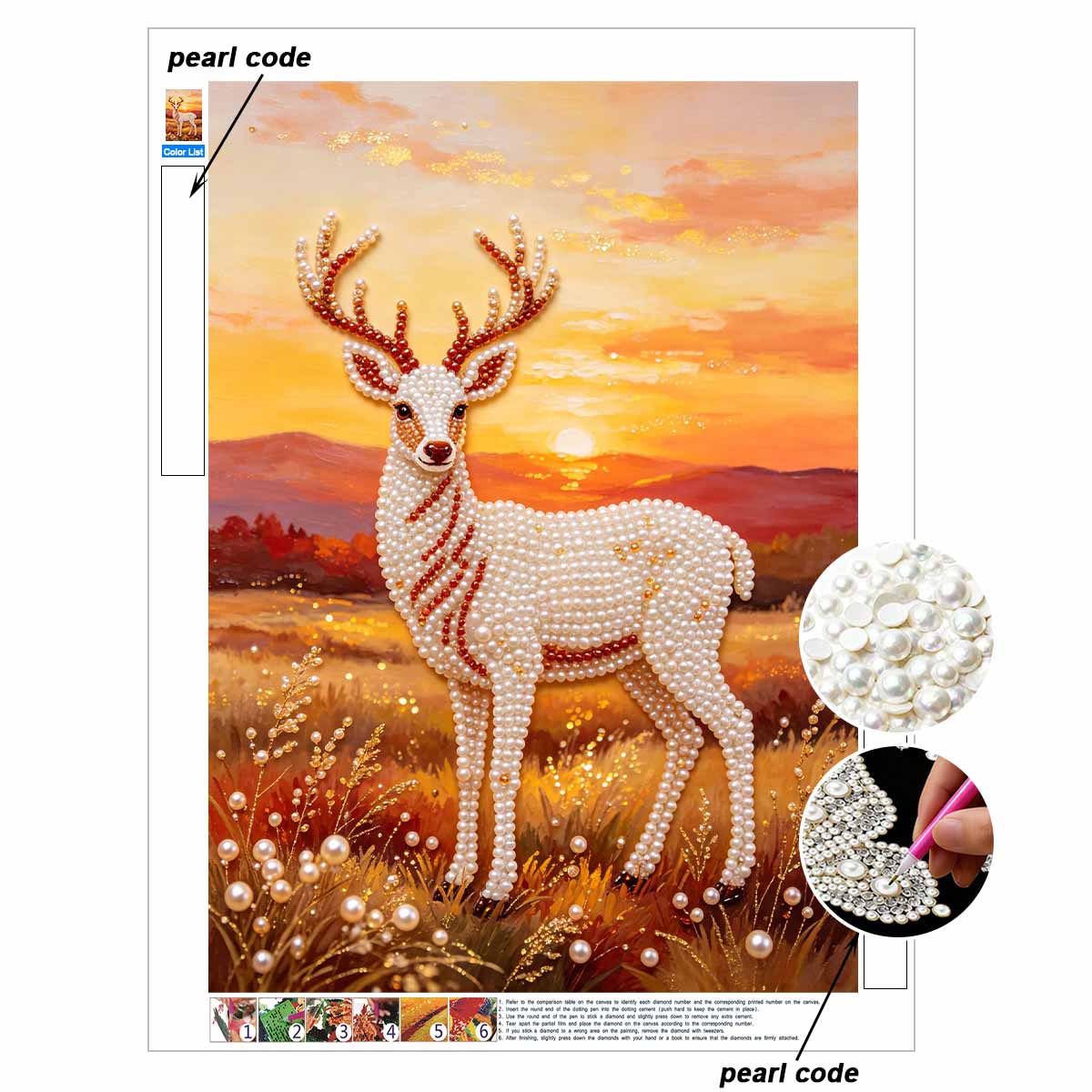 Pearl Art Painting Sunset Deer Home Wall Decor Art Crafts Handmade DIY Adult/Beginner Gift Creative Home Decor Frameless Canvas Wall Art 30x40
