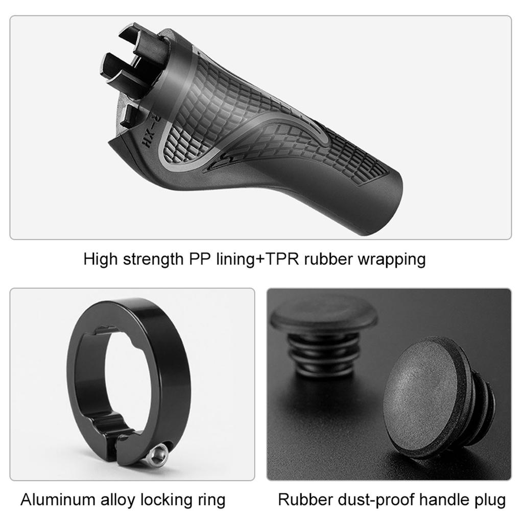 Bicycle Handlebar Grips Aluminum Alloy Rubber Locking Clamps