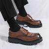 Thick soled men's leather shoes Leisure British design style Daily Business Office Outdoor party street youth walking shoes