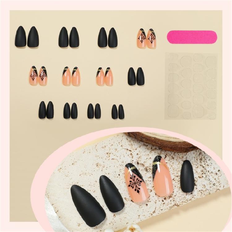 24x Christmas Artificial Nail Snowflake False Nail Glittering Press On Nail Full Cover Stick On Nail for Women