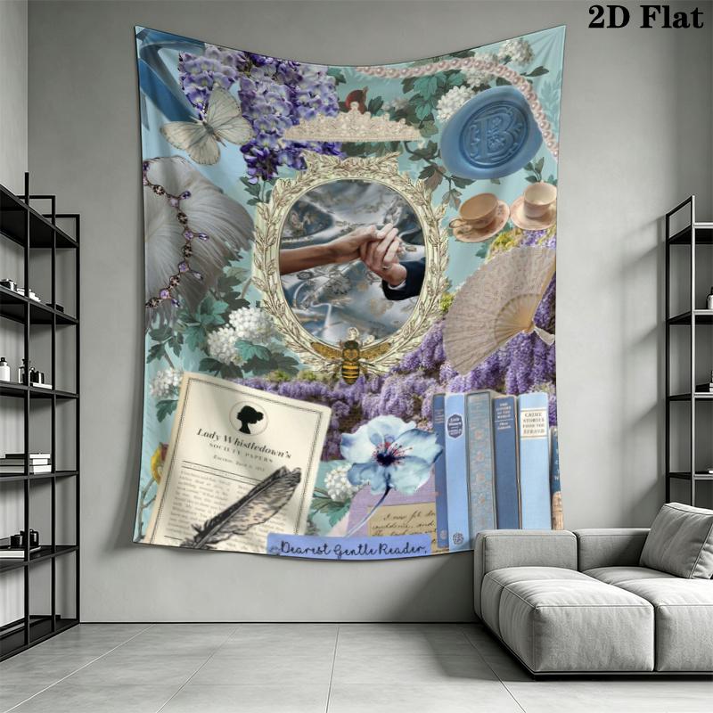 Bridgerton Wall Tapestry Aesthetic Wall Hanging Printed Fabric Blanket Decorative Tapestries for Bedroom Living Room Home Decor