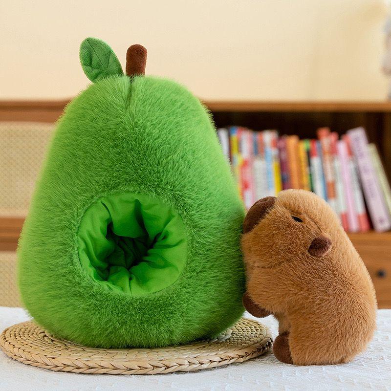 Large Capybara Avocado Plush Toy Doll Capybara Sleeping Pillow Plushie Birthday Gift Kawaii Creative Plush Fill Doll Cushion