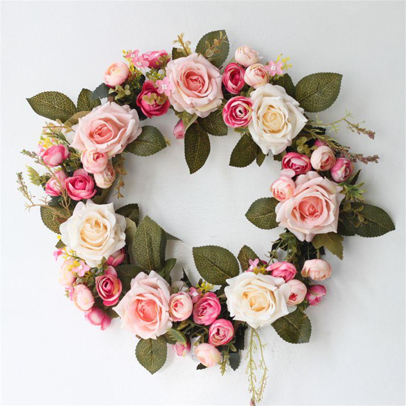 

Exquisite Artificial Peony Rose Flower Hanging Door Garland Wreath For Parties розы красного