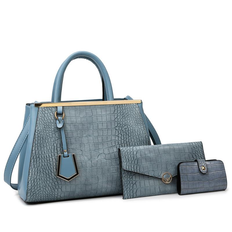 Temperament Damen Tasche Dreiteiliges Set Modische Steinmuster Einfarbige Damen Umhängetasche Urbane Einfache Handtasche Damen Pendler
