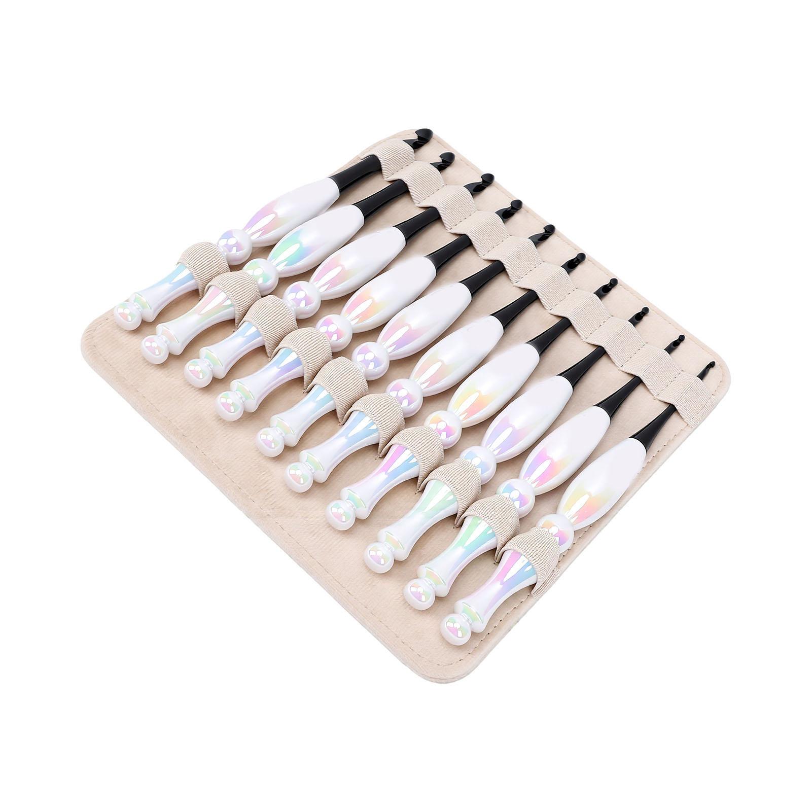 Set de 10 Crochets 3 mm à 8 mm avec Sac de Rangement Beige Poignées Ergonomiques Kit de Crochetage pour Tricot Décoration de Maison