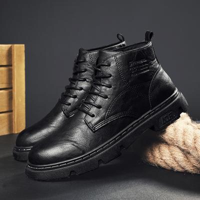 Fashion Autumn New Boots Men's Mid-top Tactical Men's Boots Retro Motorcycle Leather Boots British Round Leather Stivale Moto H985