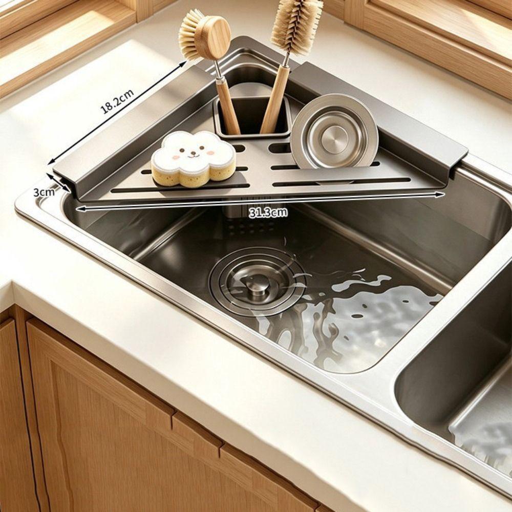 with Draining Cup Sink Drain Shelf Triangular Shape Dish Drying Rack Sink Corner Rack  Kitchen Sink