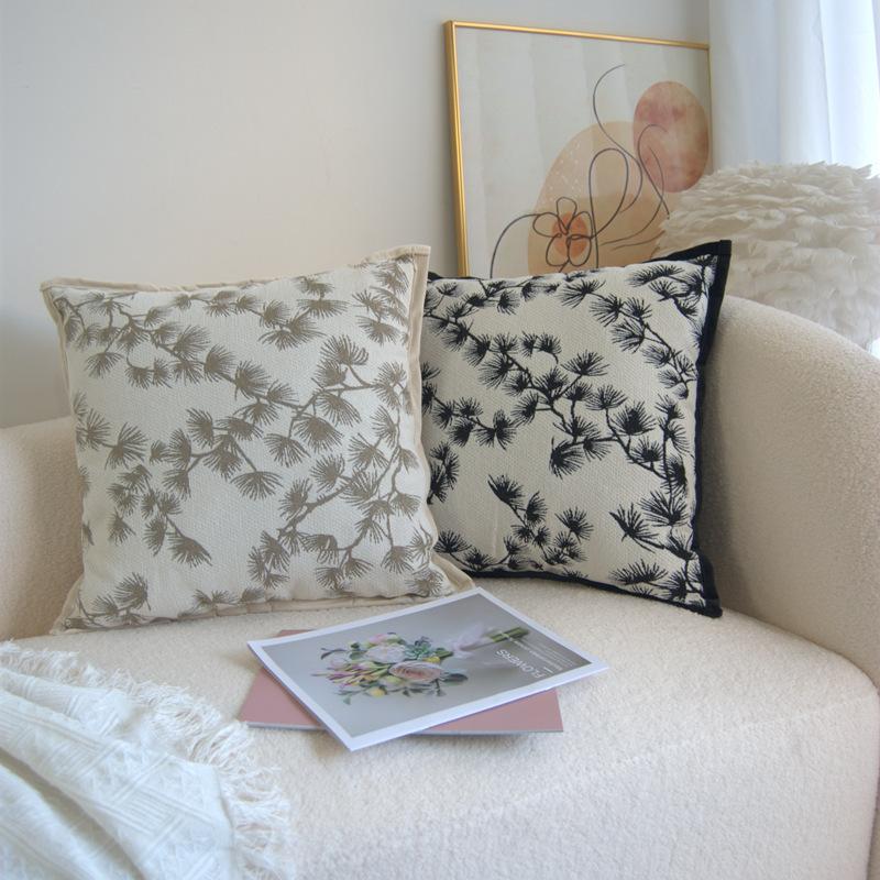 Chinese Style Light Luxury Velvet Pillowcase Retro Model Room Living Room Sofa Cushion Bay Window Pillow Zen Meaning