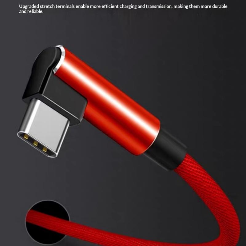 1Pcs 1/1.5/2Meters PD 60W 6A Fast Charge Charging Cable USB-A TO TYPE-C Elbow DATA 480Mbps For Phone Accessories