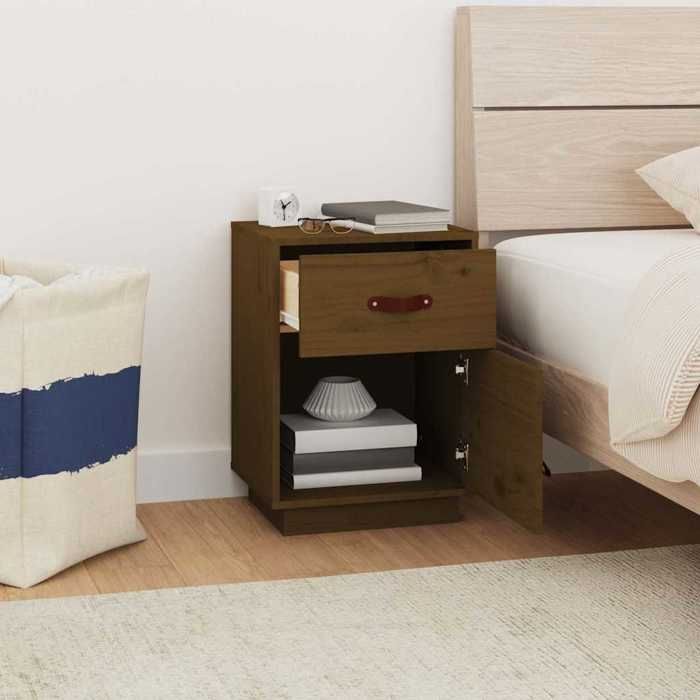 VidaXL Tables de chevet 2pcs Marron miel 40x34x55cm Bois de pin massif 818312