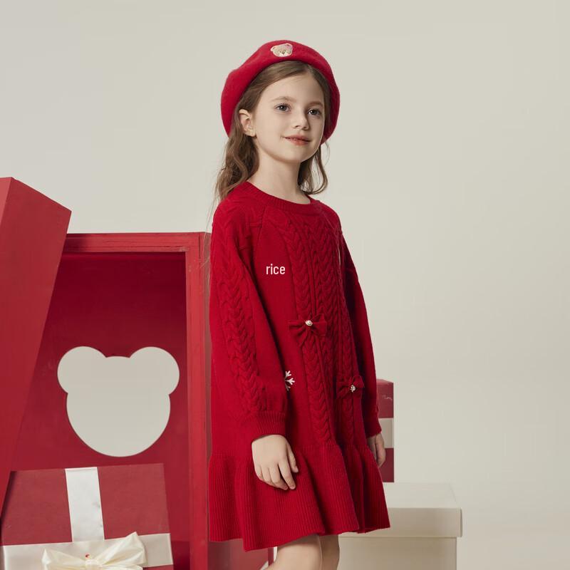 PawinPaw Girls' Cartoon Bear Knit Dress
