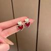 New Vintage Red Love Heart Earrings For Women Trendy Charm Dangle Drop Earrings Female Exquisite Fashion Jewelry Christmas Gifts
