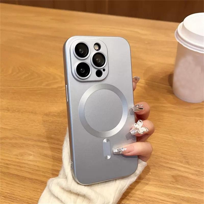 Do etui Magsafe Magnetic Wireless Charging Phone Case do iPhone'a 16 15 14 Plus 13 12 11 Pro Max Miękka silikonowa osłona obiektywu ze szkła