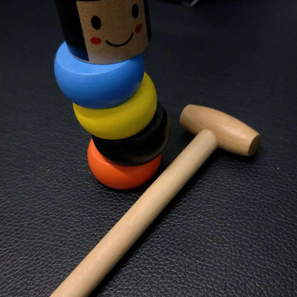 Small Wooden Man Unbreakable Wood Game Toy Gifts Home Office Desktop Ornament Decor
