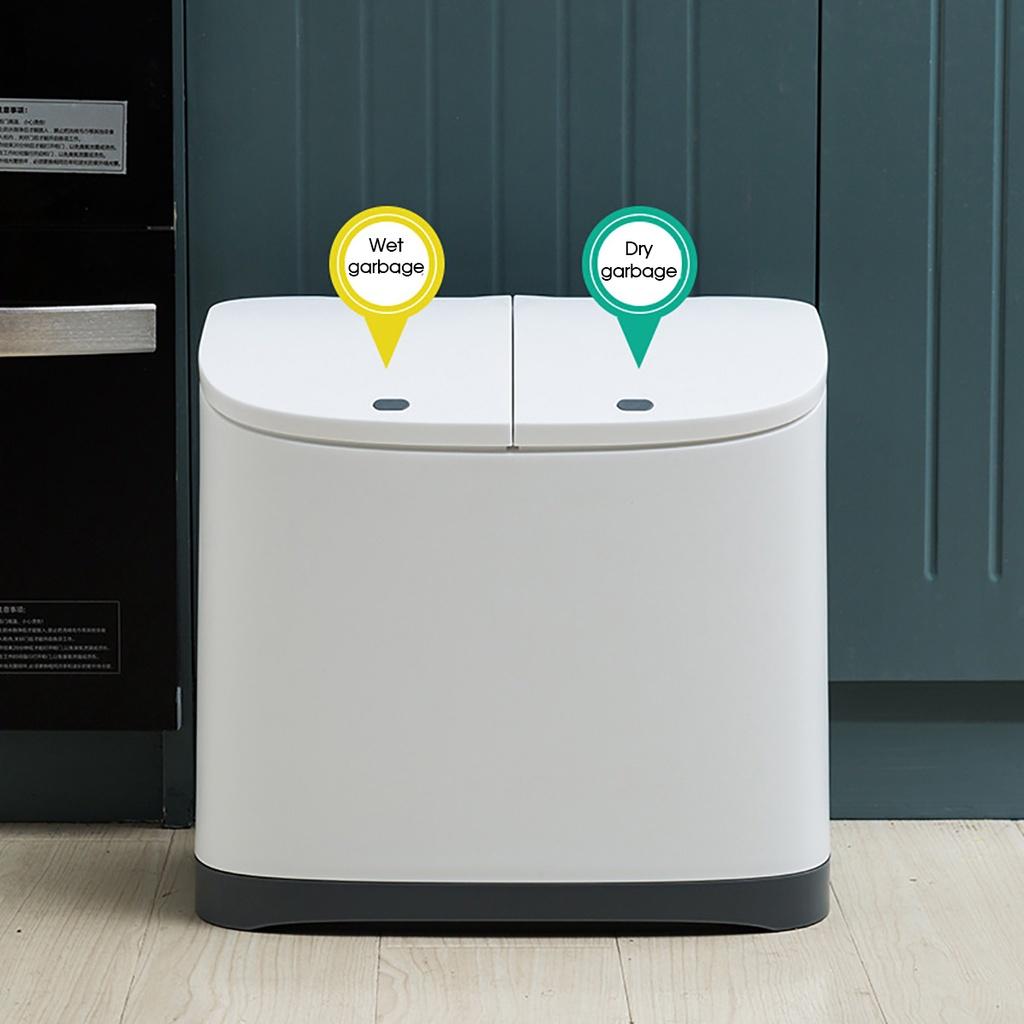 20L/Plastikowy Kosz na Śmieci Kuchenny Narożny Kosz do Recyklingu Otwierany Naciskiem Nowy Pojemnik na Śmieci 40LWygodny Sortownik Śmieci z Kółkami