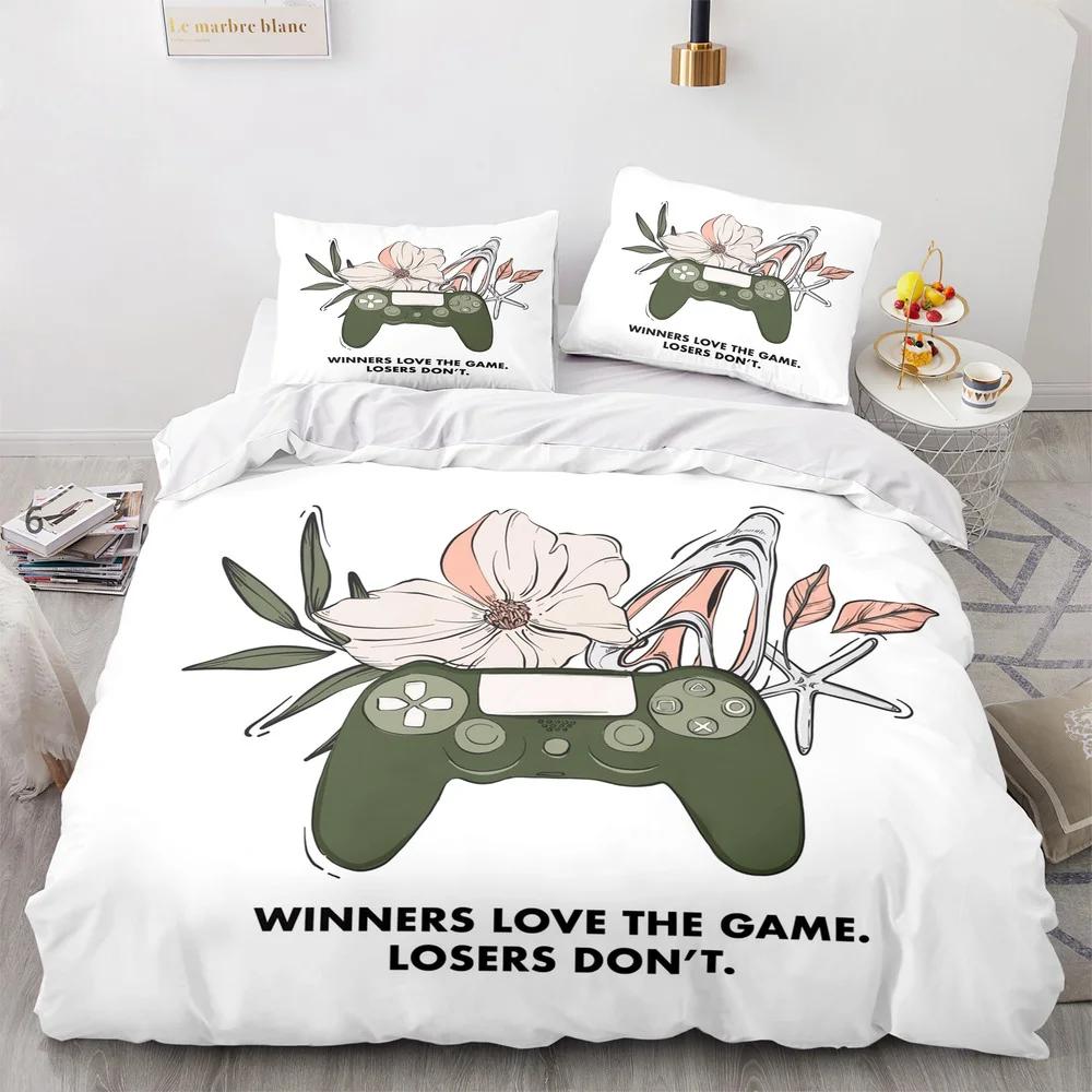 Ensemble Housse de Couette Imprimée Jeu Manette de Jeu Vidéo Ensemble de Literie pour Enfants Adolescents Garçons Chambre Housse de Couette avec Taie d'Oreiller