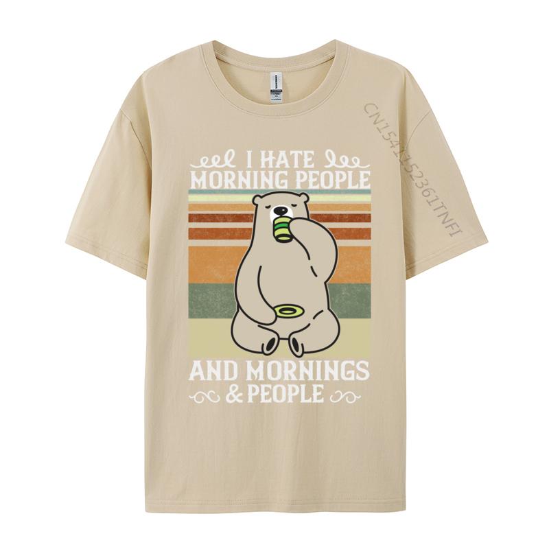 Odio i mattinieri e le mattine e le persone Caffè Orso T-shirt Casual Divertenti Casual Unisex T-shirt Regalo T-shirt