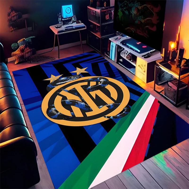 Tappeto con Stemma Inter Milan Stampa Artistica Adatto a Tutte le Stagioni Arte Moda Decorazione per Dormitorio