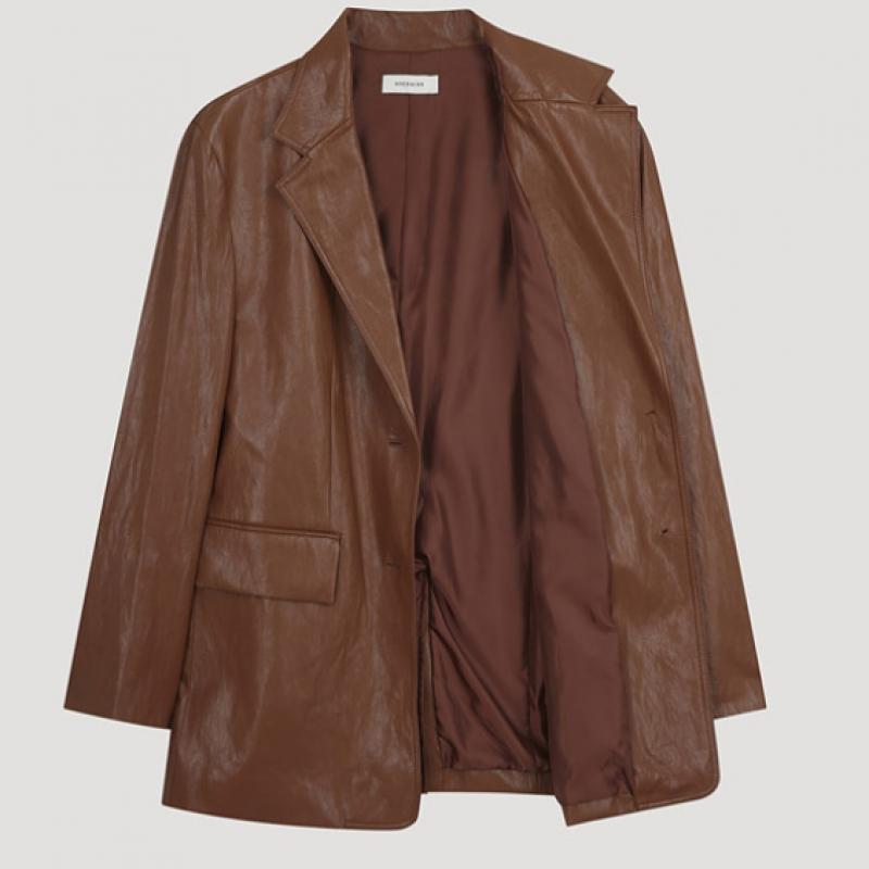  She S miSS  Belted Two Button Leather Jacket Swwjko32060 Br