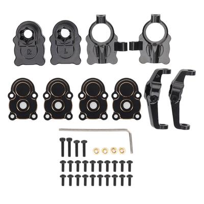 RC Steering Cup Upgrade Set Copper Accurate Rear Axle Sleeve Gear Cover Set for FCX24 1 24 Climbing Car Black