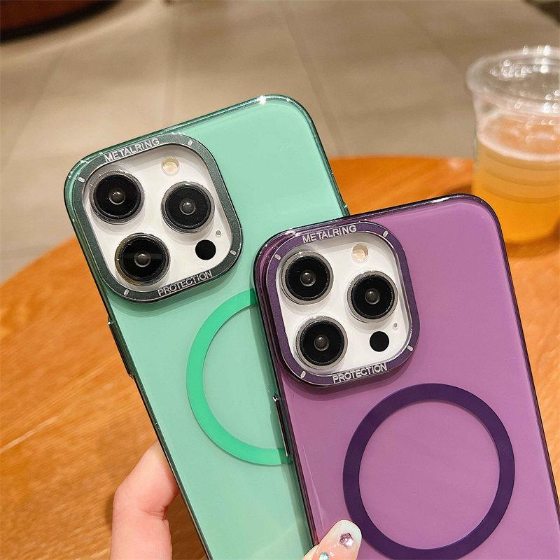 Luxury High-quality Magnetic Suction Wireless Charging HD Through-solid Color Phone Case Suitable for iPhone 14 13 12 11 Pro Max Anti-fall Cases