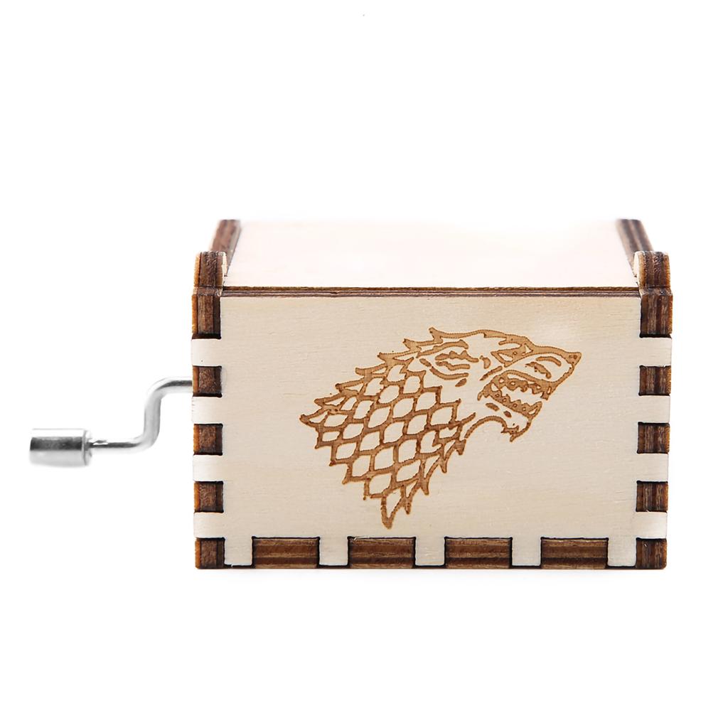 1Pc Wooden Carved Hand Crank Music Box Mechanical Classic Craft Birthday Gift