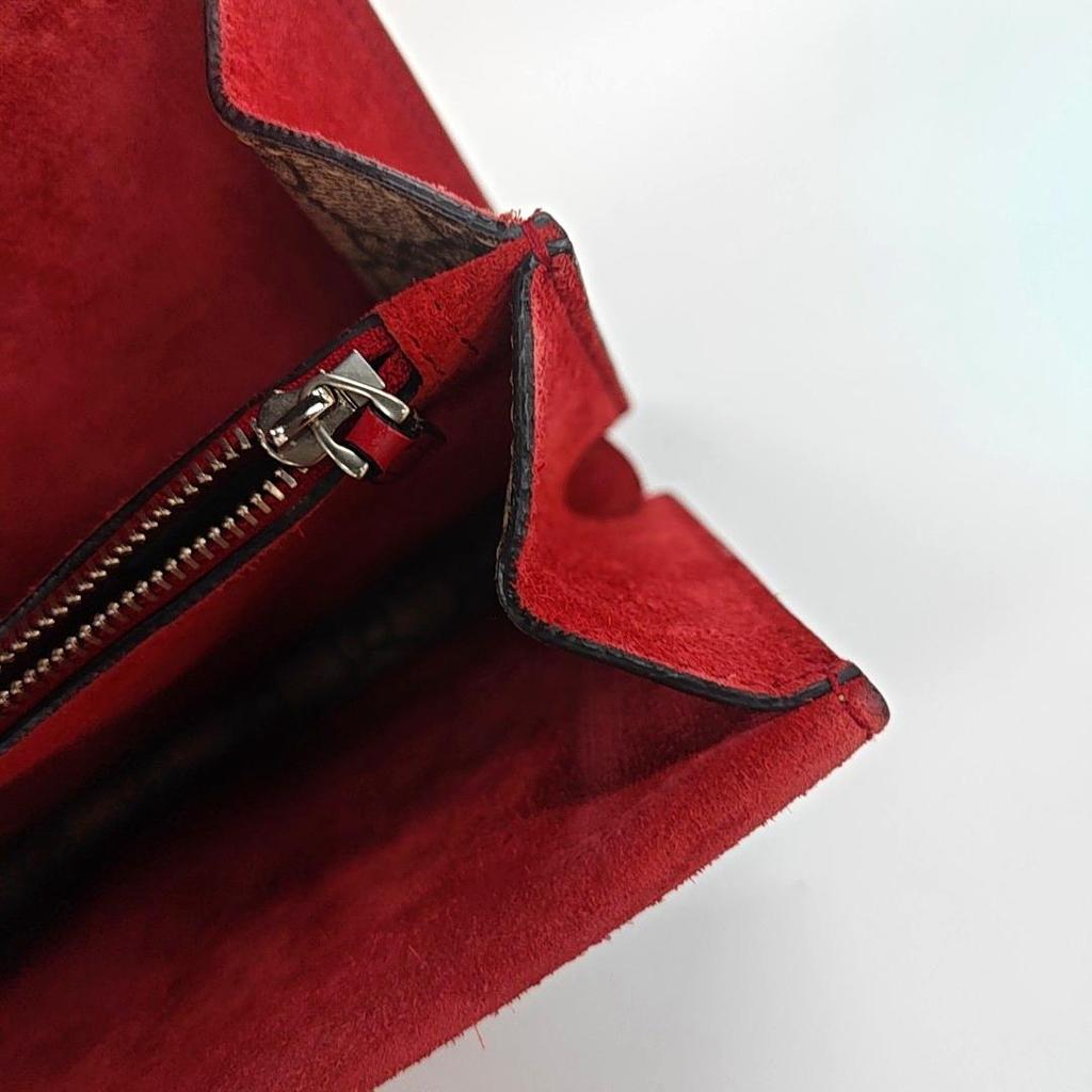 [Pre-Owned] Dionysus Chain Tiger Head Buckle Logo Canvas And Leather Shoulder Bag Small - Fair #ECDMLU