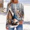 Women's Fashion Casual Long Sleeve Christmas Printed Round Neck Top