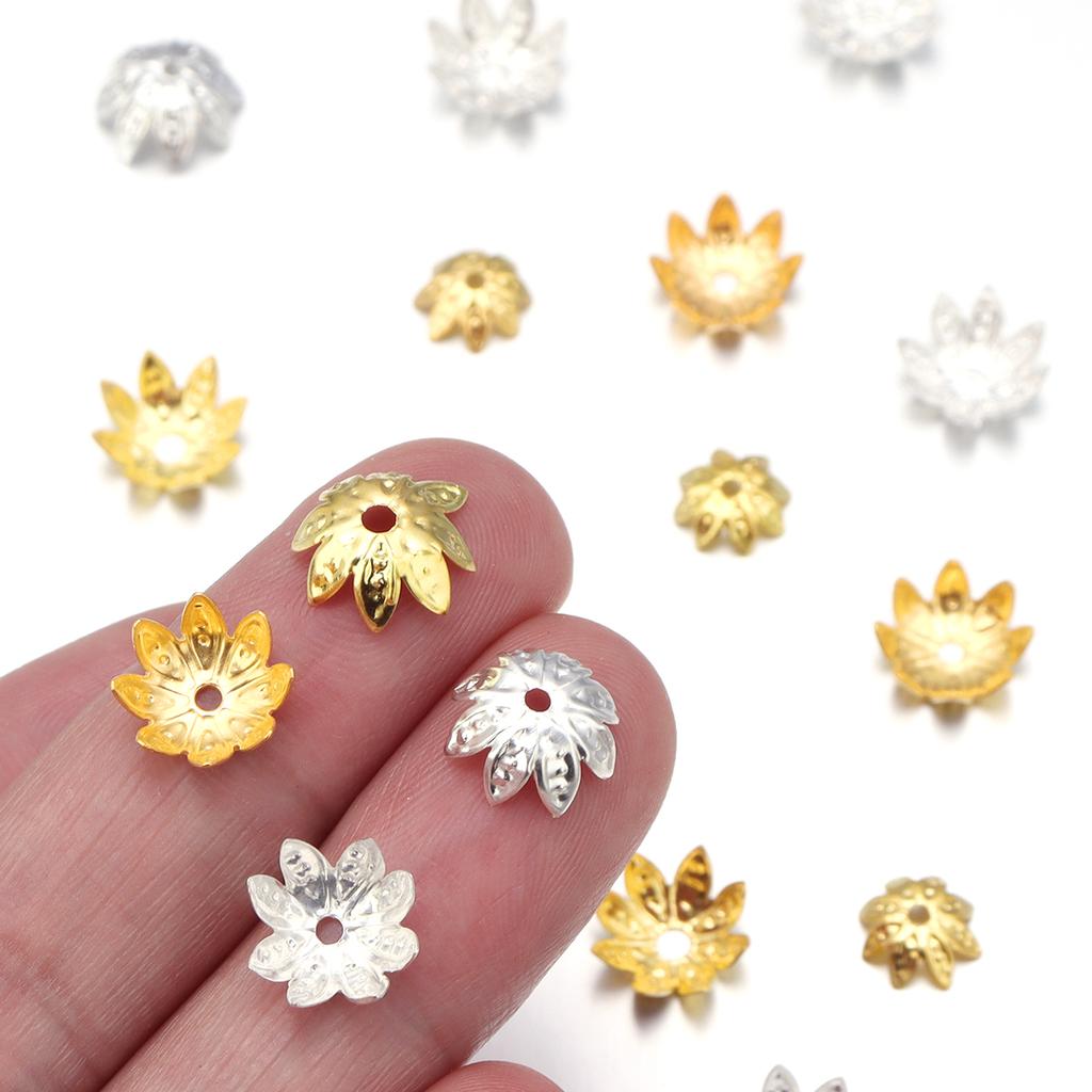 100Pcs Flowers Beads Caps 8/10/12mm Lotus Spacer beads Pendant Bead Tray for Jewelry Making Charms DIY Bracelet Necklace Earring