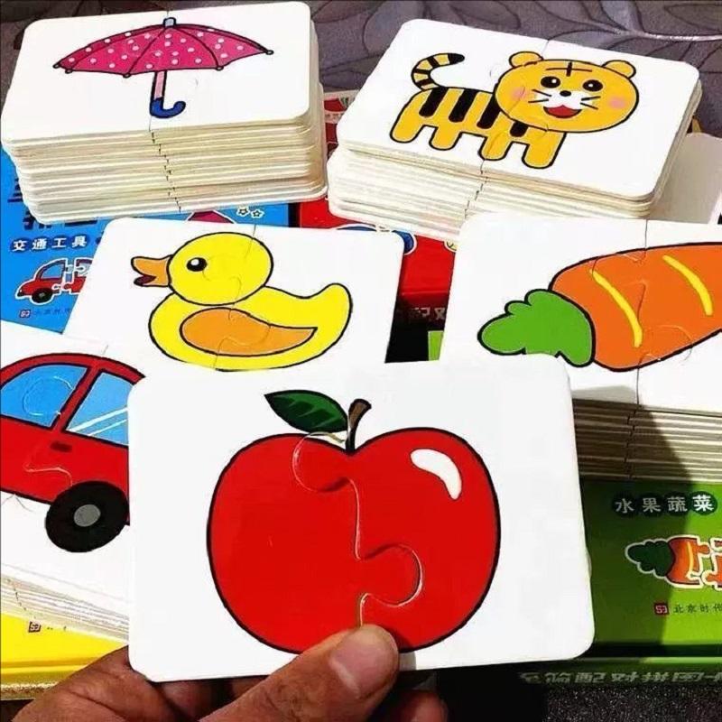 Montessori Puzzle Karty pro Batolata Hračky pro Děti Kognitivní Ovoce Zvíře Párovací Puzzle Hry Děti Učení Vzdělávací Puzzle