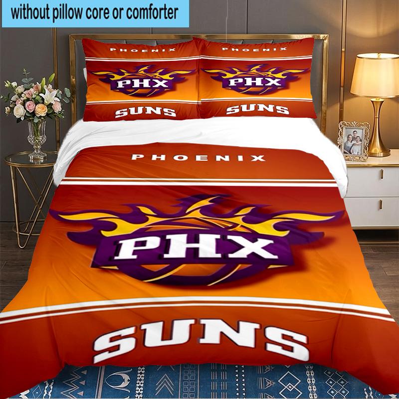 Suns Basketball Artwork 3pcs Bedding Set,Including 1pc Duvet Cover And 2pcs Pillowcases Perfect Gift for Christmas,Ideal for Bedroom, Dormitory