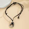 Elegant Handcrafted Alloy And Pu Irregular Circle Pendant Necklace Ideal For Trendy Women