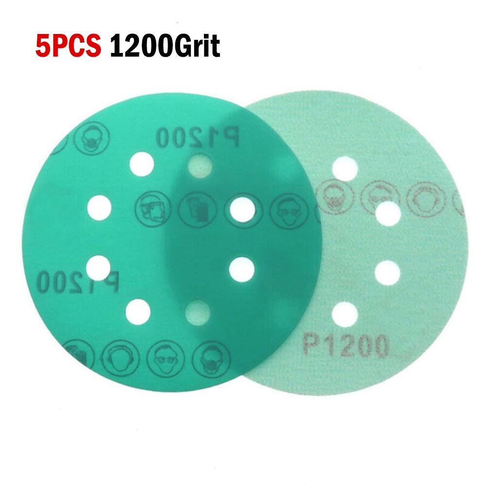 5Inch 8Hole Sanding Discs& Wet Dry PET Film Green Sandpaper Polishing