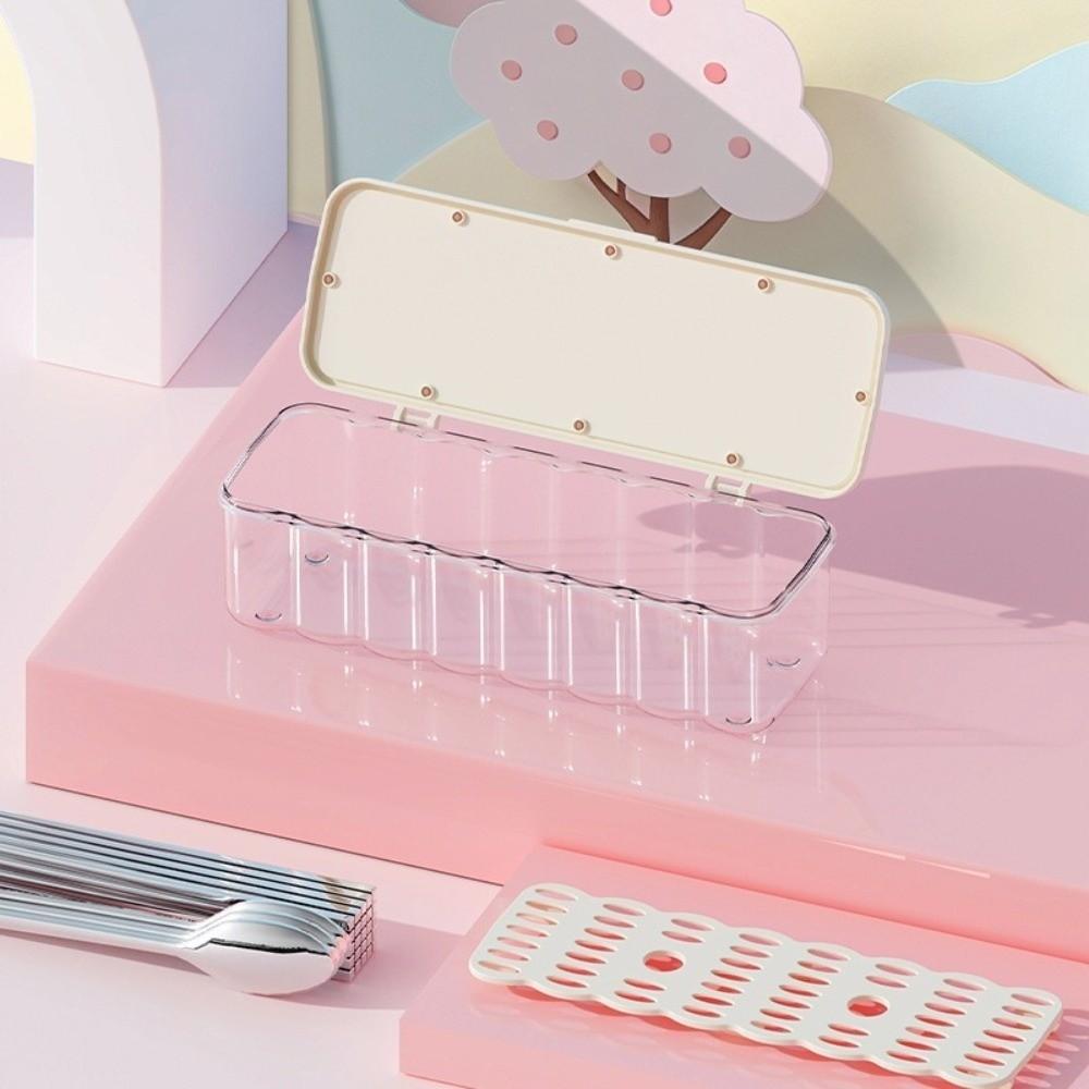 Transparent Chopstick Organizer with Drain Tray Multifunction Dinnerware Holder Plastic Chopstick Box For Utensils Drawer Spoons