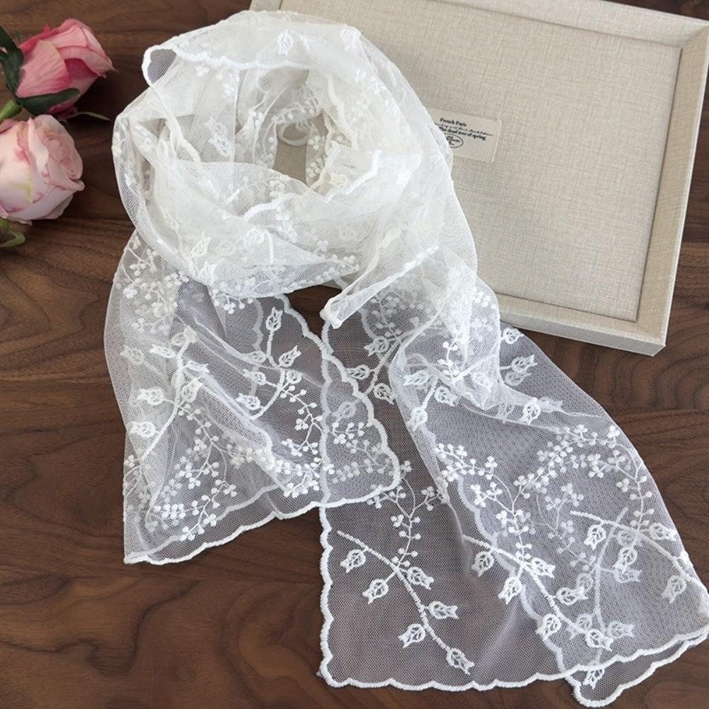 Embroidered Design Hollow Lace Scarf Lace Material Photo-Ready Shawl  Sun Protection