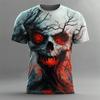 Halloween Skull 3D Printed Men and Women Casual Short-sleeved T-shirt Round Neck Fashion Trend Super Cool Daily Men's Clothing