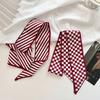 Luxury  Scarf Red Stripe Printing Women Scarf Bag Hair Skinny Silk Scarves Lady Foulard Neckerchief Headband