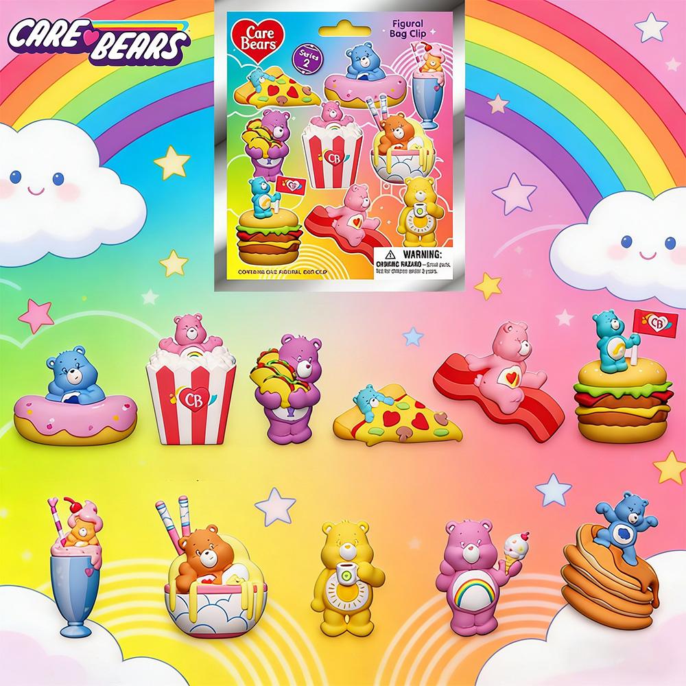 1PC Care Bears Officially Licensed 3D Bag Clip Anime Figural Random One Character  Bulk Keychain Birthday Christmas Gifts