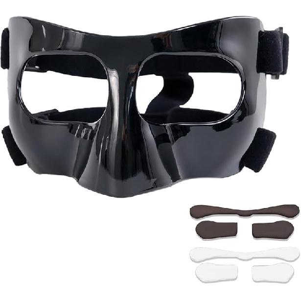Sports Face Guard, Nose Guard for Broken Nose, Basketball Football Softball Training Face Shield Masks with Foam Padding for Men and Women