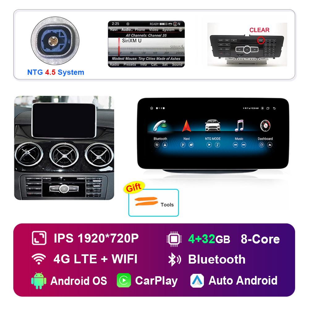 10.25 Inch 1920*720P for Benz B-Class W246 W245 2011 - 2019 NTG 4.0 4.5 System Android Car Radio Multimedia Player GPS 4G WiFi