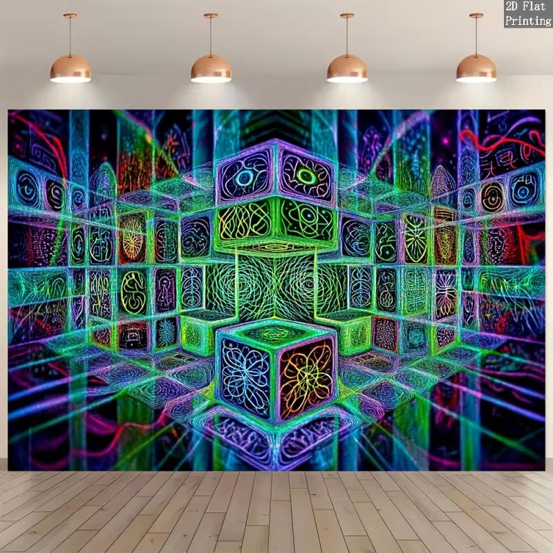 2D Flat Printed Psychedelic Trippy Geometric Background for Live Streaming
