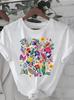 Womens Floral Print TShirt Sleeve Crew Neck Casual Top with Vibrant Flower Design Summer Ladies TShirts Summer Clothing