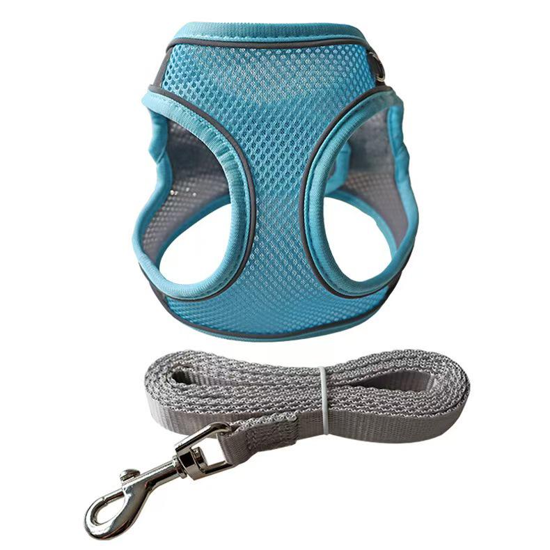 Reflective Mesh Pet Vest Harness & Retractable Leash Set for Dogs & Cats