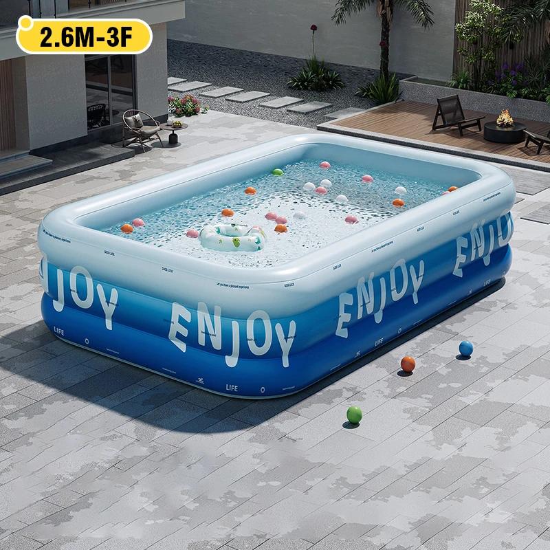 Inflatable Pool 3/2.6/2.1M Large Family Pools Swimming Pool with Canopy Children's Outdoor Removable Basen Toys for Kids Adult